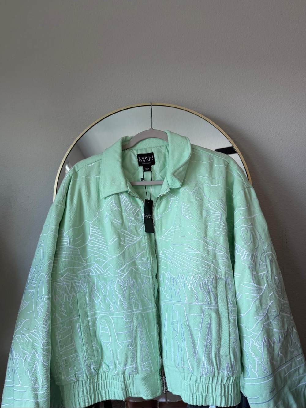 M.A.N. Mint Green Quilted Bomber Jacket